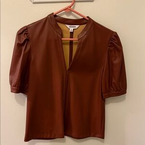 Steve Madden Brown Puff Sleeve Blouse